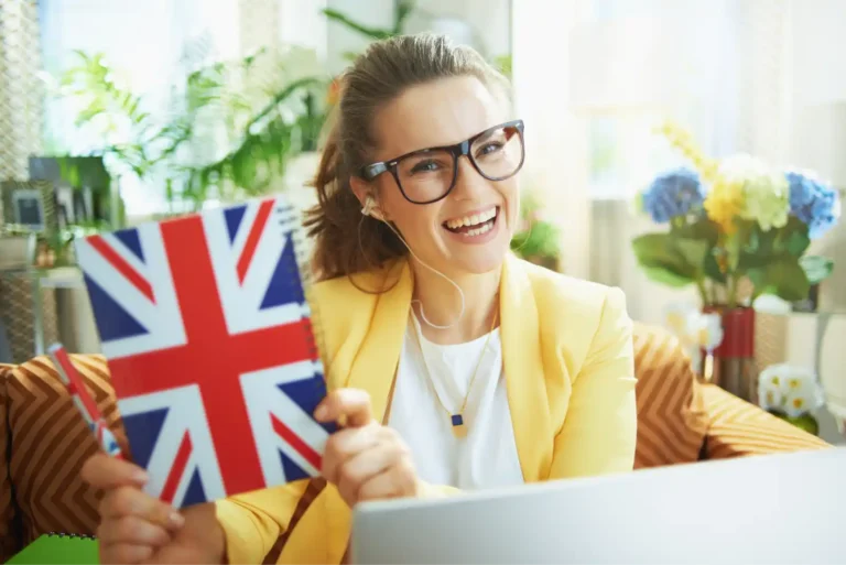 Happy woman after taking the life in the UK test.