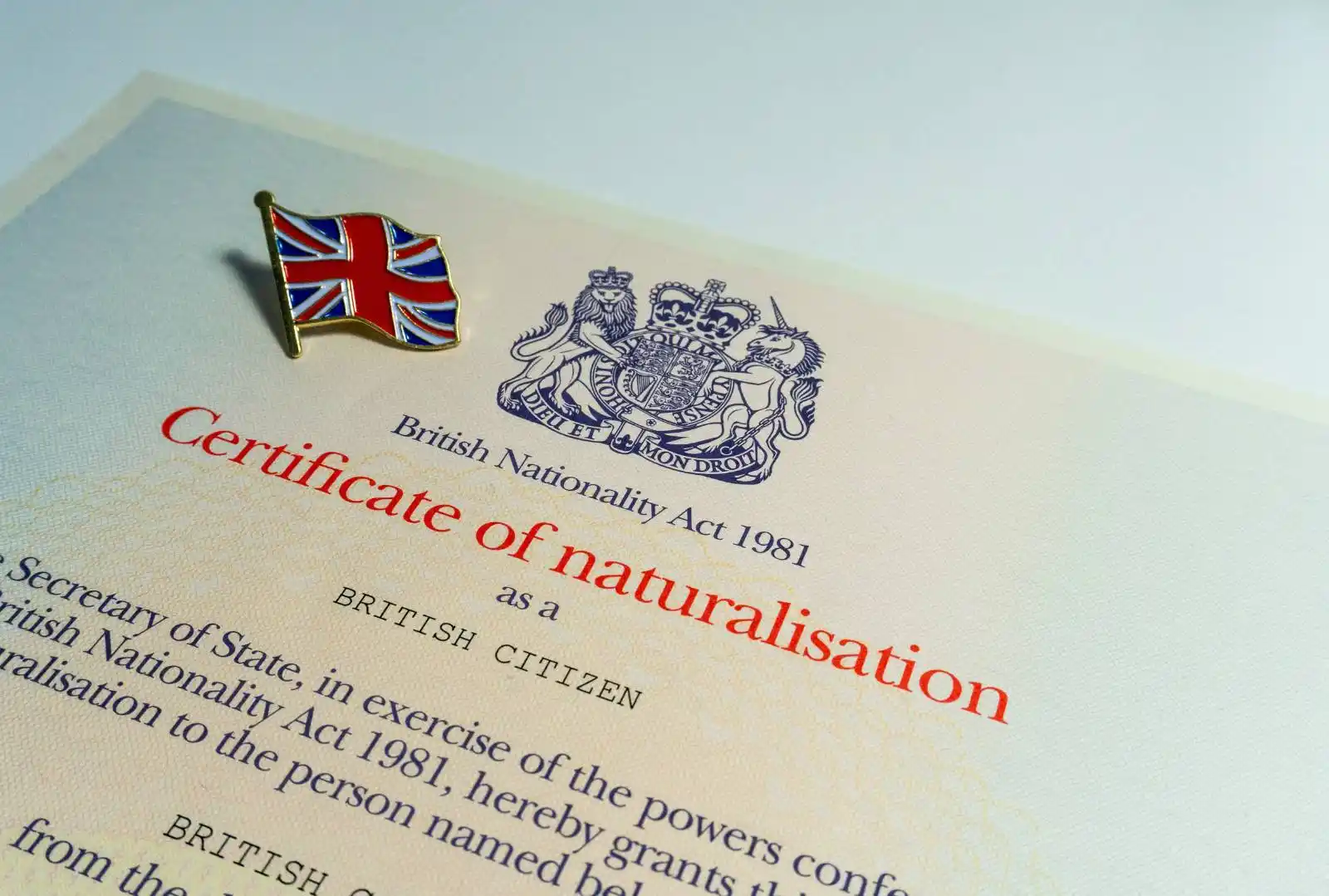 Naturalisation certificates