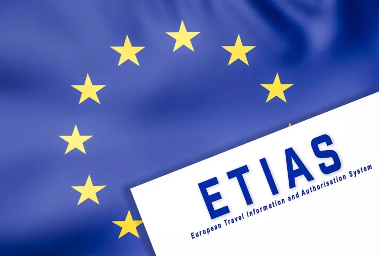 ETIAS on the EU flag to represent the new travel permit